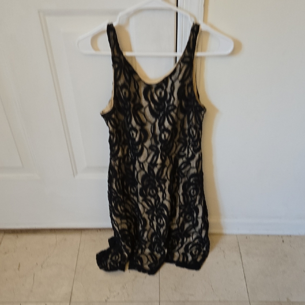 Philosophy Black Lace Overlay Dress with Nude Lining